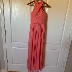 David's Bridal Coral Halter Gown